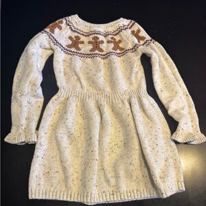 Gymboree size 5t Cream and Brown Knit Sweater with Gingerbread Men